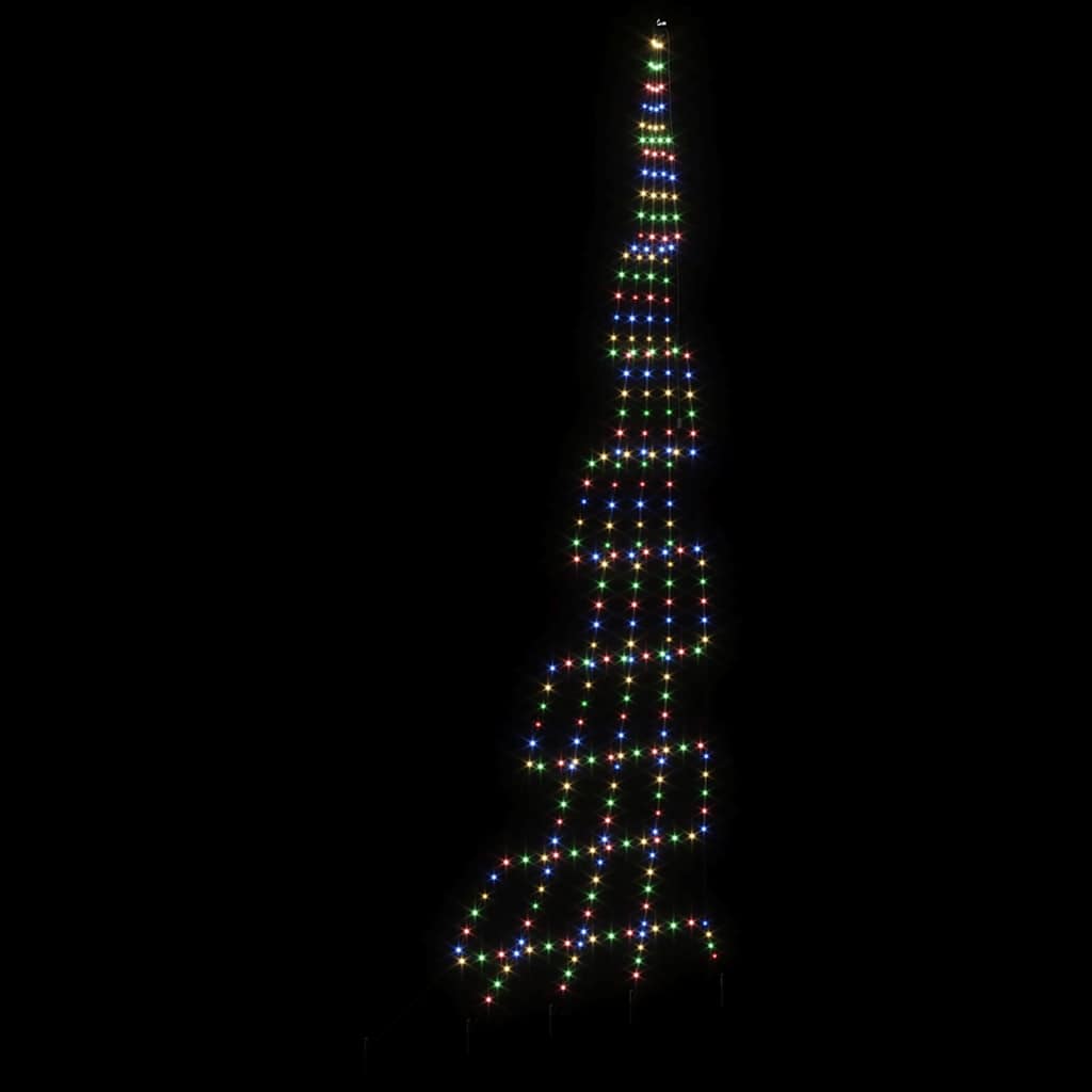 LED Christmas Tree with Ground Spikes Multicolour 500 cm Metal